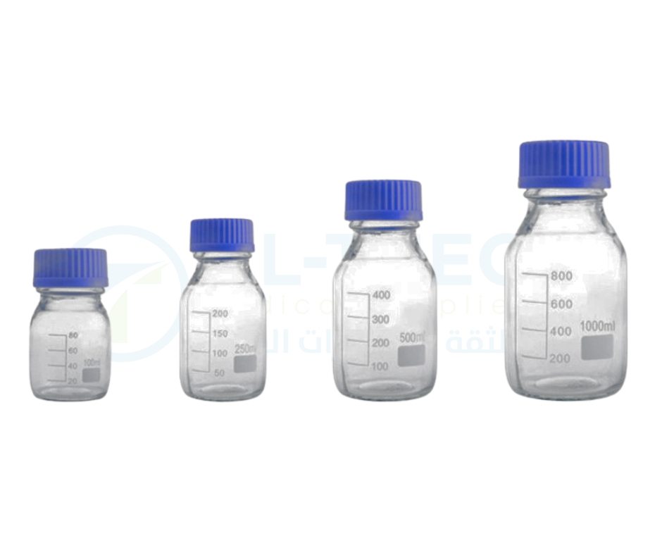 Glass Laboratory Bottles , Blue Caps